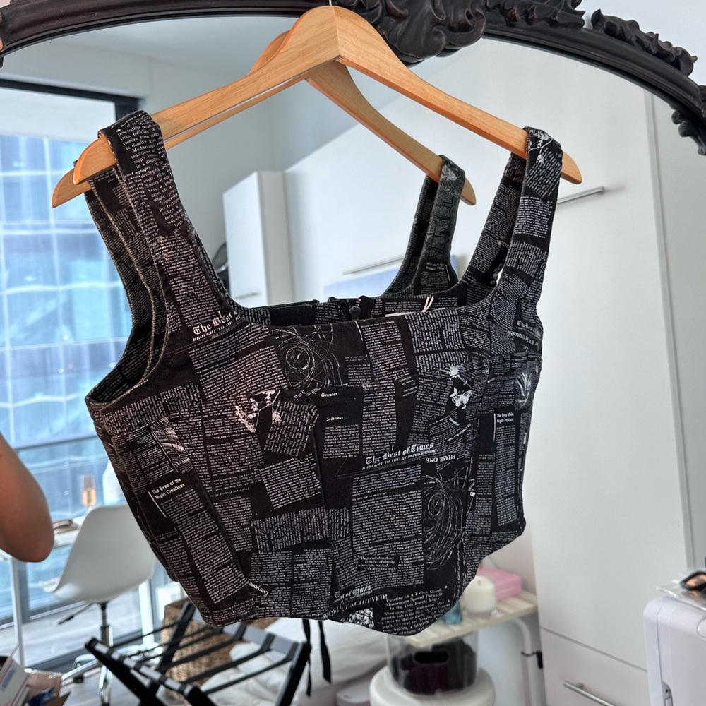 Reformation cropped newsprint top